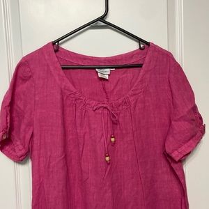 High Cotton Women’s Linen Midi Dress Pink Size Large scoop neckline with sting